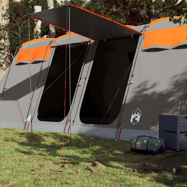 vidaXL Tunnel-Familienzelt 8 Personen Grau und Orange Wasserdicht, 94618