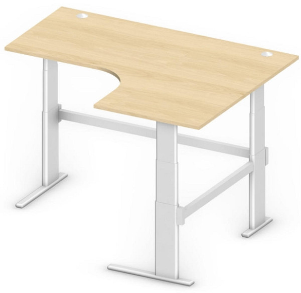 Deskin Sitz-/Stehtisch Jumboform Comfort MULTI M, Buchedekor, B 1800/800 x T 1400/800 x H 655-1305 mm, Freiform rechtsseitig, 275372