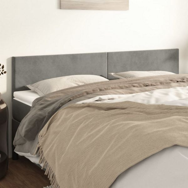 vidaXL Kopfteile 2 Stück Hellgrau 100x5x78/88 cm Samt, 345858