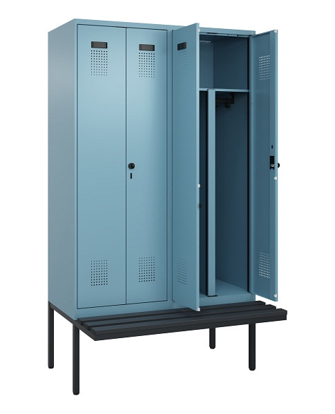 C+P PSA Doppel-Spind Evolo PLUS, Bank, 4 Abteile, 2120x1200x815mm, 0010/0010, Drehriegel, Material Sitzfläche Kunststoff, 0490427-40P S10075