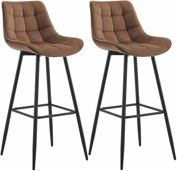 CLP Barhocker Dartford Samt, braun, VE: 2 Stück, 325339