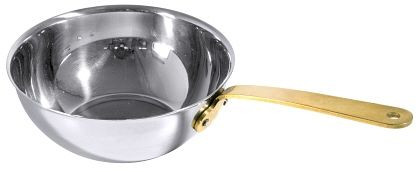 Contacto Mini Wok aus Edelstahl 14 cm mit Stiel aus Messing, 3397/140