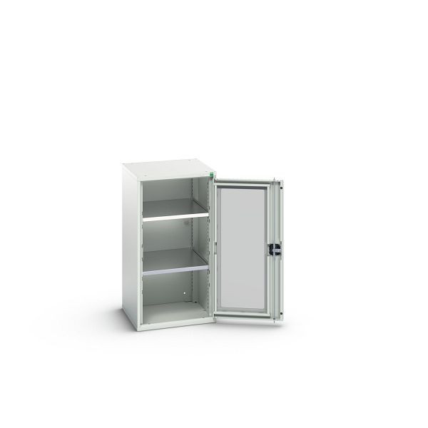 bott verso Flügeltürschrank mit Sichtfenster, mit 2 Fachböden, BxTxH: 525 x 550 x 1000 mm, Lichtgrau / Lichtgrau, 16926076.16