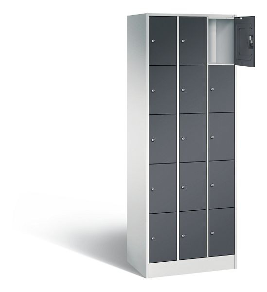 C+P Schließfachschrank Serie 8070, H1950xB680xT480mm, Farbe: Lichtgrau / Schwarzgrau, 80700-30 S10251