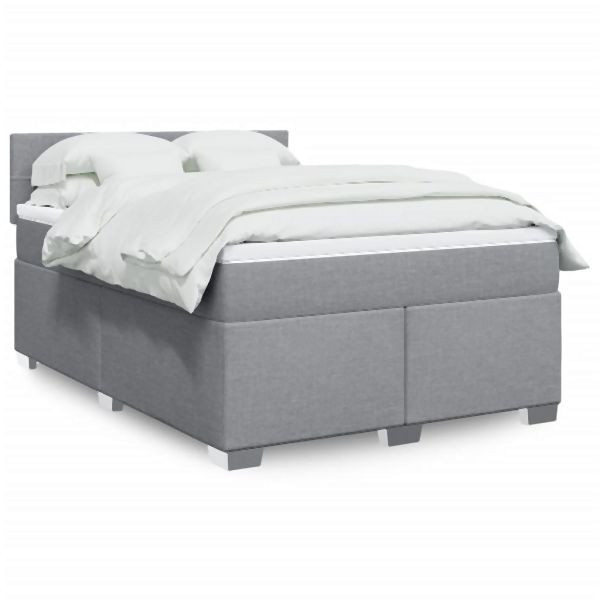 vidaXL Boxspringbett mit Matratze Hellgrau 160x200 cm Stoff, 3288239