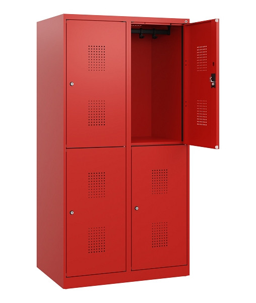 C+P Doppelstöckiger Spind Evolo PLUS, 4 Fächer, 1530x800x500mm, 3020/3020, Zylinderschloss, 0493005-22 S10076