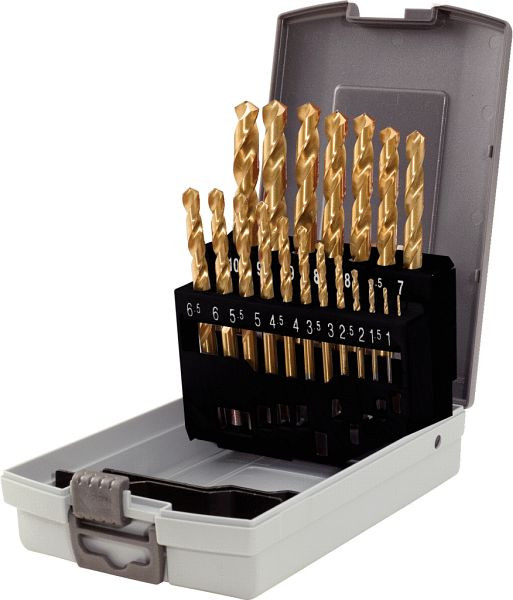 KS Tools HSS TiN Spiralbohrer-Satz, Kunststoffkassette 19-teilig 1-10mm, 330.4620