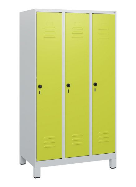 C+P Umkleidespind Classic PLUS, Füße, 3 Abteile, 1630x900x500mm, 7035/0024, Drehriegel, 0800105-30 S10010