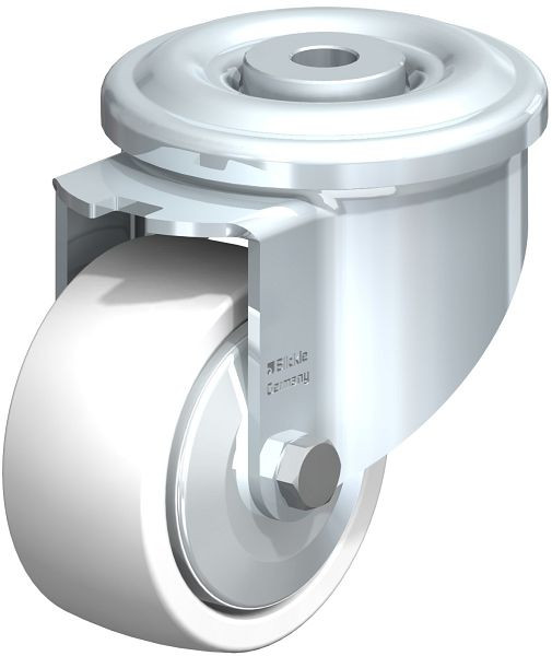 Blickle LKR-SPO 80G-FA Stahlblech-Lenkrolle, schwere Ausführung, mit Rückenloch, Polyamid, Weiß, 852867