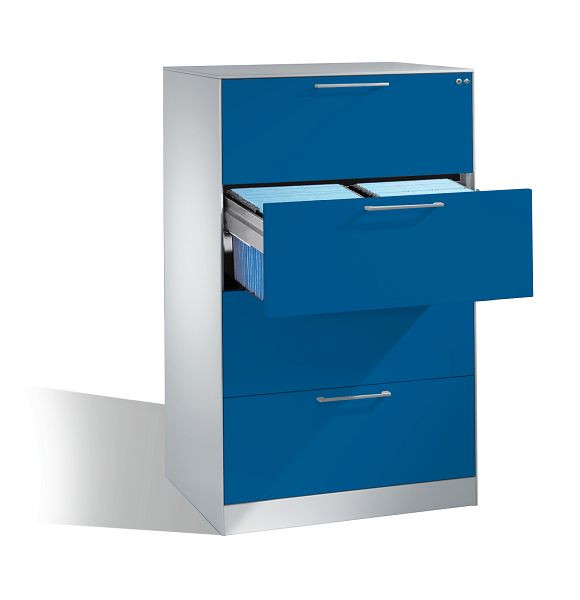 C+P Hängeregistraturschrank Asisto, H1310xB800xT600mm, Farbe: Lichtgrau / Enzianblau, Bügelgriff, 146223-412 S10019