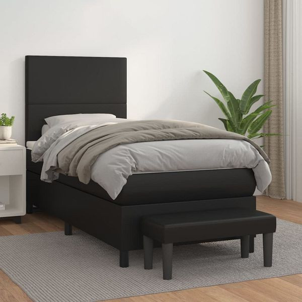 vidaXL Boxspringbett mit Matratze Schwarz 80x200 cm Kunstleder, 3137509