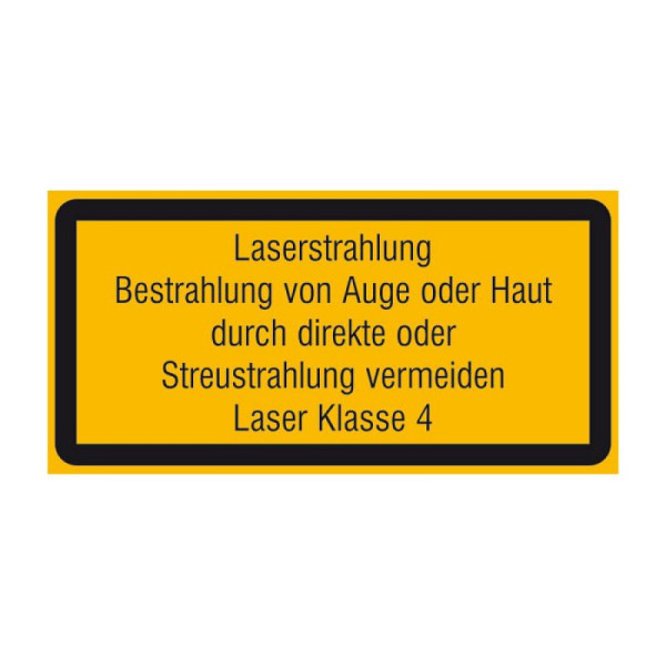 Stein HGS Laserkennzeichnung/Warnzusatzschild Laserstrahlung, Bestrahlung von Auge oder Haut, 148 x 74 mm, 21.1913