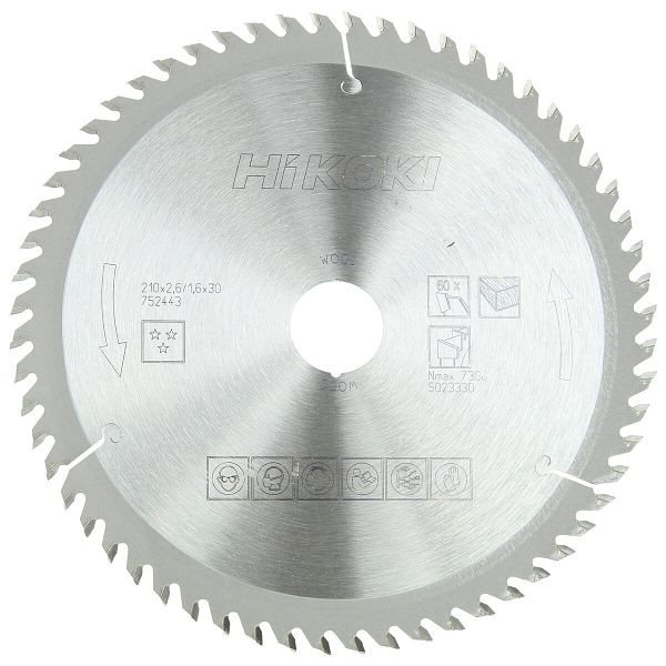 HiKOKI TCT Kreissägeblatt Holz 210x30 Z60 Wechselzahn, 752443