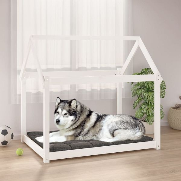 vidaXL Hundebett Weiß 111x80x100 cm Massivholz Kiefer, 822218
