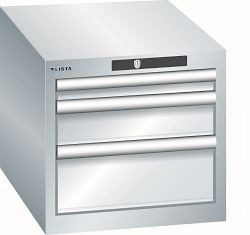 LISTA Schubladenschrank 18x27E (BxTxH) 411x572x383mm KEY Lock, Lichtgrau, 3 Schubladen, 78.406.020