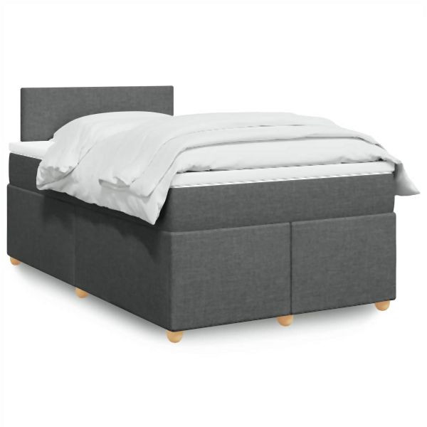 vidaXL Boxspringbett mit Matratze Dunkelgrau 120x200 cm Stoff, 3288941