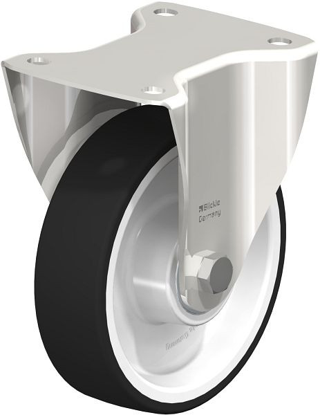 Blickle BX-POTH 160XK Edelstahl-Bockrolle, mittelschwere Ausführung, mit Anschraubplatte, Thermoplastisches Polyurethan, Grau, 741609