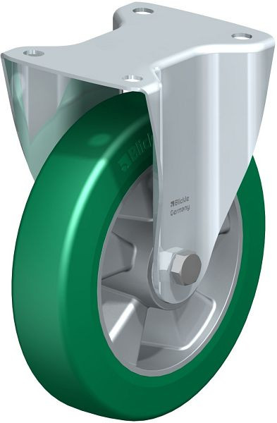 Blickle B-ALST 200K Stahlblech-Bockrolle, mittelschwere Ausführung, mit Anschraubplatte, Blickle Softhane®, Grün, 579425