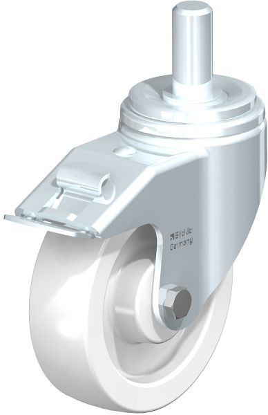 Blickle LHZ-SPO 160G-FI Stahlblech-Lenkrolle, Schwerlast-Ausführung, mit Zapfen & Feststeller, Polyamid, Weiß, 754670