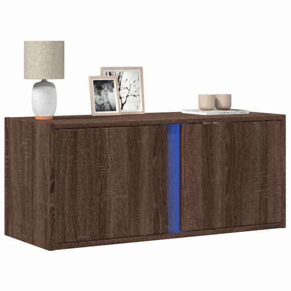 vidaXL TV-Wandschrank mit LED-Beleuchtung Eichen-Optik 80x31x35 cm, 852263
