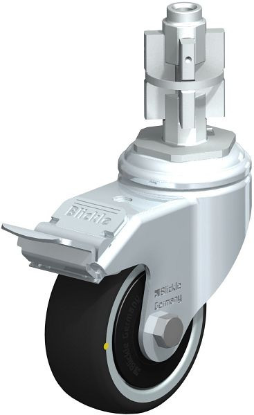 Blickle LKRA-PATH 80K-11-FI-ELS-FK-E15 Apparate-Lenkrolle mit Expander & Feststeller, Thermoplastisches Polyurethan, Grau, 848717