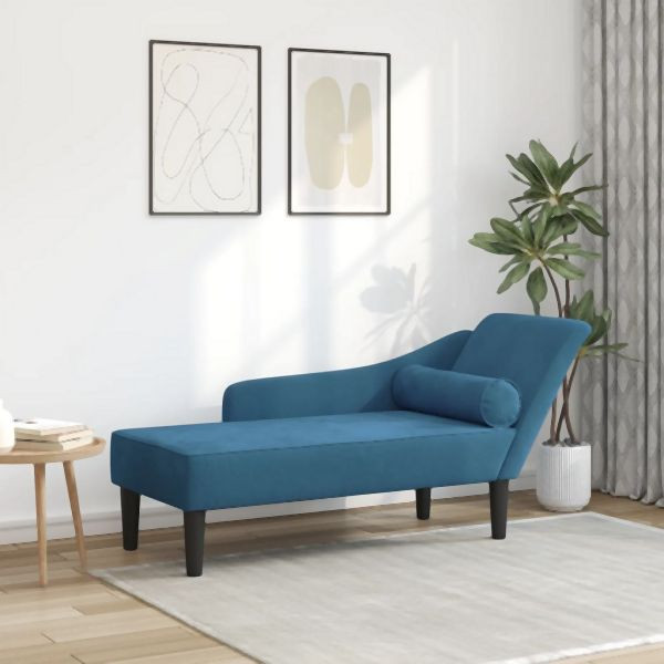 vidaXL Chaiselongue mit Kissen Blau Samt, Komfort, 4007587