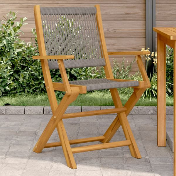 vidaXL Gartenstühle 2 Stück Grau Massivholz Akazie und Polypropylen, 367667