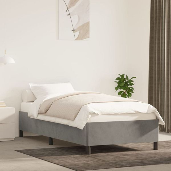 vidaXL Bettgestell Hellgrau 100x200 cm Samt, Polyester, 347306