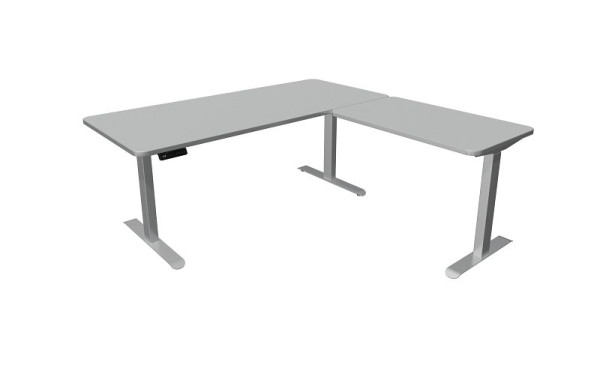 Kerkmann Sitz-/Stehtisch, Move 3 Premium, B 1800 x T 800 mm mit Anbauelement, elektrisch höhenverstellbar von 720-1210 mm, lichtgrau, 10332411
