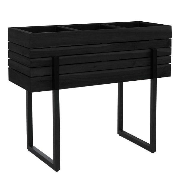 Mendler Hochbeet HWC-P85, Pflanzbeet Blumen-/Pflanzkasten Pflanzkübel, Outdoor Metall Akazie Holz FSC® 68x80x30cm, schwarz, 120464