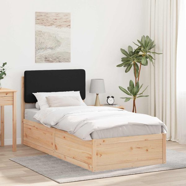 vidaXL Bettgestell mit gepolstertem Kopfteil Schwarz 75 x 190 cm, 877671