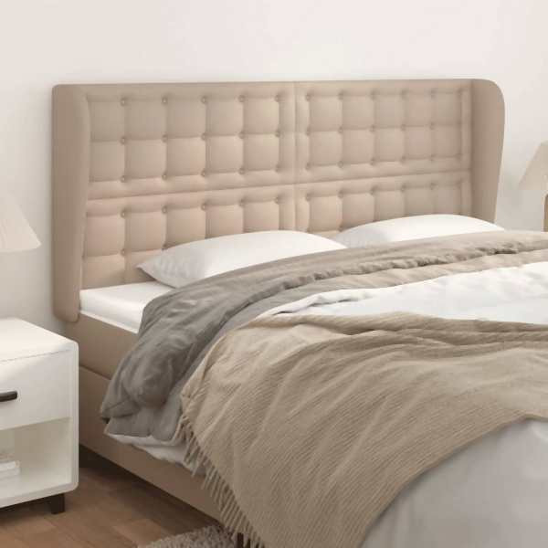 vidaXL Kopfteil mit Ohren Cappuccino-Braun 203x23x118/128cm Kunstleder, 3118069