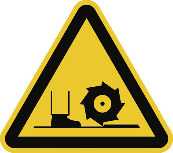 Moedel Warnung vor Fräswelle DIN 4844-2, Folie, 50 mm Seitenlänge, VE: 6 Stück/Bogen, 98716