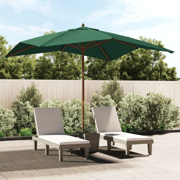 vidaXL Sonnenschirm mit Holzmast Grün 300x300x273 cm, 363192