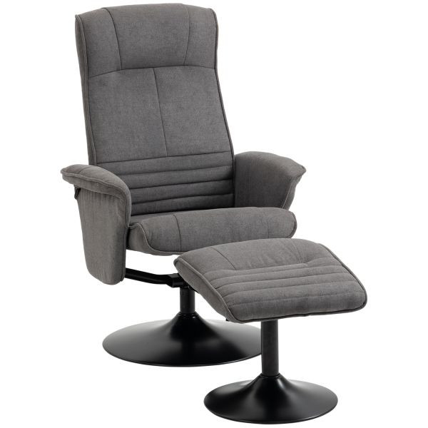 HOMCOM Relaxsessel mit Fußhocker verstellbare Rückenlehne für Schlafzimmer Schaumstoff Dunkelgrau 69 x 71 x 104 cm, 839-391CG