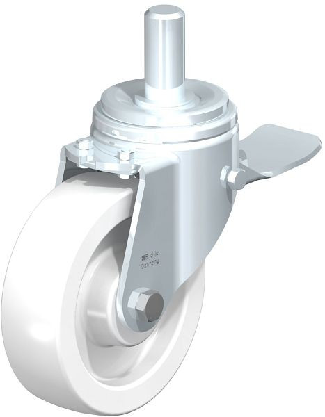 Blickle LHZ-SPO 160G-ST Stahlblech-Lenkrolle, Schwerlast-Ausführung, mit Zapfen & Feststeller, Polyamid, Weiß, 852957