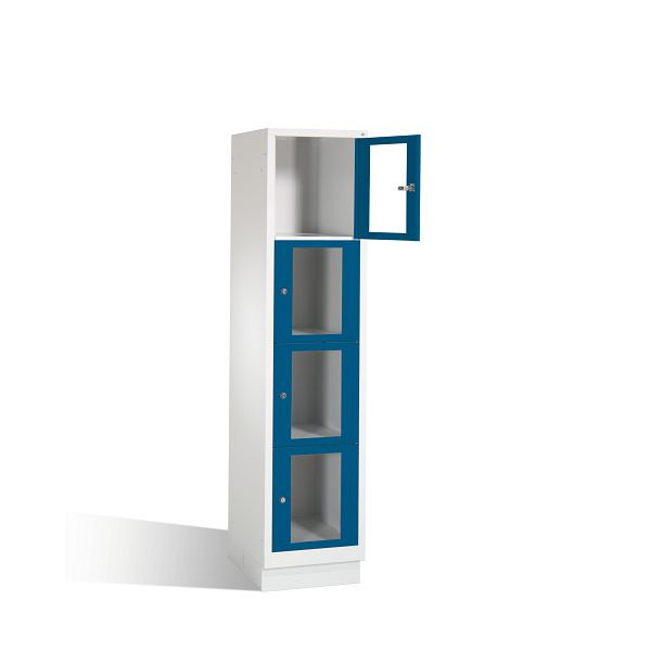 C+P Schließfachschrank Classic, H1800xB420xT500mm, Farbe: Lichtgrau / Enzianblau, 8020A124 S10002