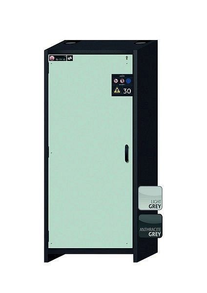 asecos Sicherheitsschrank Q-CLASSIC-30, Q30.195.086.WD in lichtgrau RAL 7035 mit 4x Auszugswanne Standard (Edelstahl), 31008-061-30056