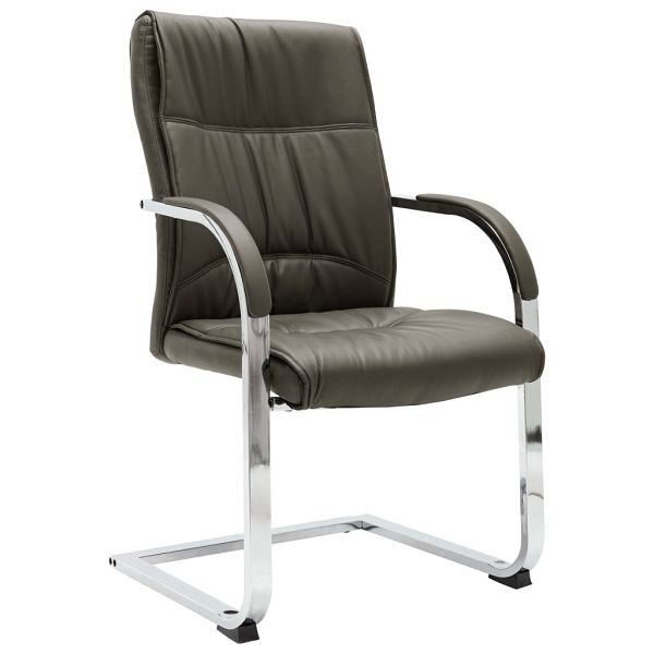 vidaXL Freischwinger Bürostuhl Grau Kunstleder, Material: Kunstleder (7% PU, 13% Baumwolle, 20% Polyester, 60% PVC), Eisen, Schaumstoff, 289342