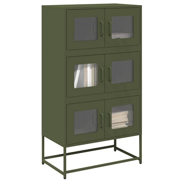 vidaXL Highboard Olivgrün 68x39x123 cm Stahl, 853354, 8721158371881