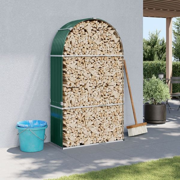 vidaXL Kaminholzunterstand Grün 120x45x210 cm Verzinkter Stahl, 364542