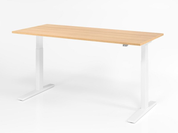 Hammerbacher Schreibtisch XMKA19, 180 x 80 cm, Platte: Eiche, 25 mm dick, ABS-Dickkante, Rechteckform, Weiß, VXMKA19/E/W
