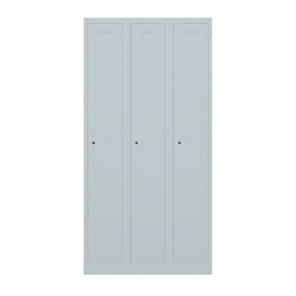 Bisley Garderobenschrank Primary Locker, 3 Abteile, 145 lichtgrau antibakteriell, PL3050T1145