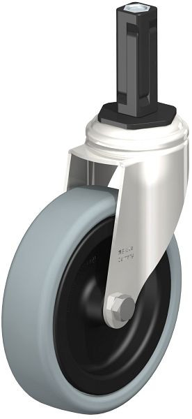 Blickle LKRXA-VPA 126G-11-EXV12 Edelstahl-Apparate-Lenkrolle mit Expander, Vollgummi, Grau, 853305