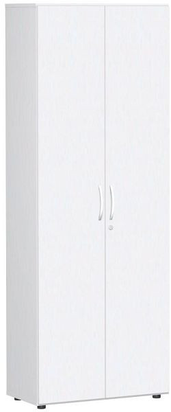 geramöbel Garderobenschrank mit ausziehbarem Garderobenhalter, mit Standfüßen, inkl. Türdämpfer, abschließbar, 800x420x2160, Weiß/Weiß, S-386128-WW