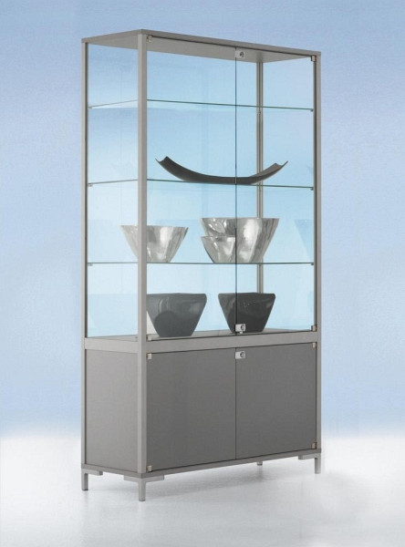 Deskin Drehtür-Staufachvitrine NEW YORK, Alusilber, 800 x 400 x 1860 mm, 247629