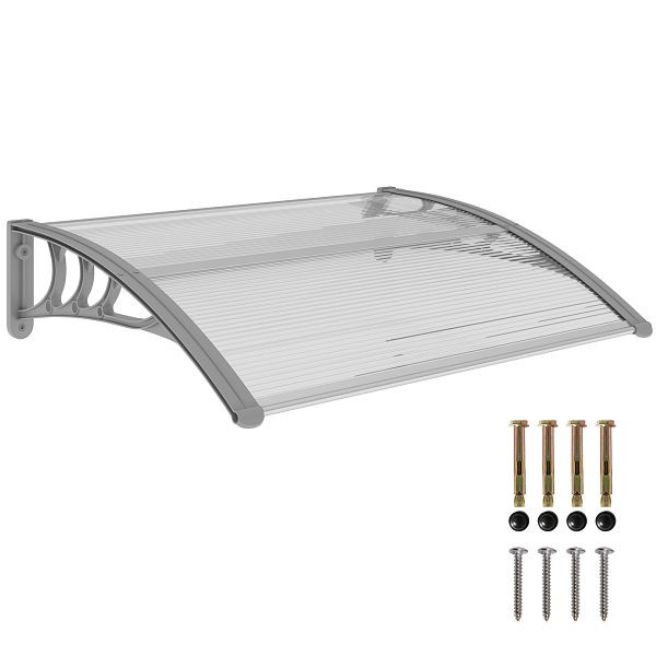 Outsunny Vordach, Haustürvordach, Überdachung für Eingänge und Fenster, 100L x 75B x 23H cm, Silber, B70-051V01