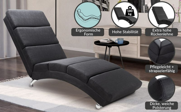 casaria Relaxliege London Anthrazit Webstoff, 107818