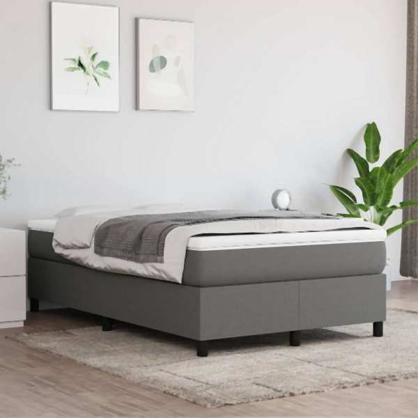 vidaXL Boxspringbett mit Matratze Dunkelgrau 120x200 cm Stoff, 3144408