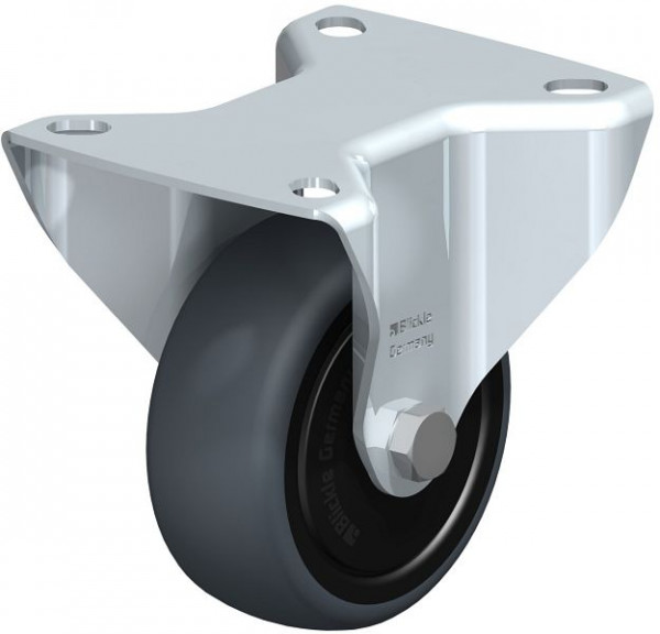Blickle B-TPA 80KD-ELS-FK Stahlblech-Bockrolle mit Anschraubplatte, Thermoplastisches Gummi-Elastomer, Grau, 849873